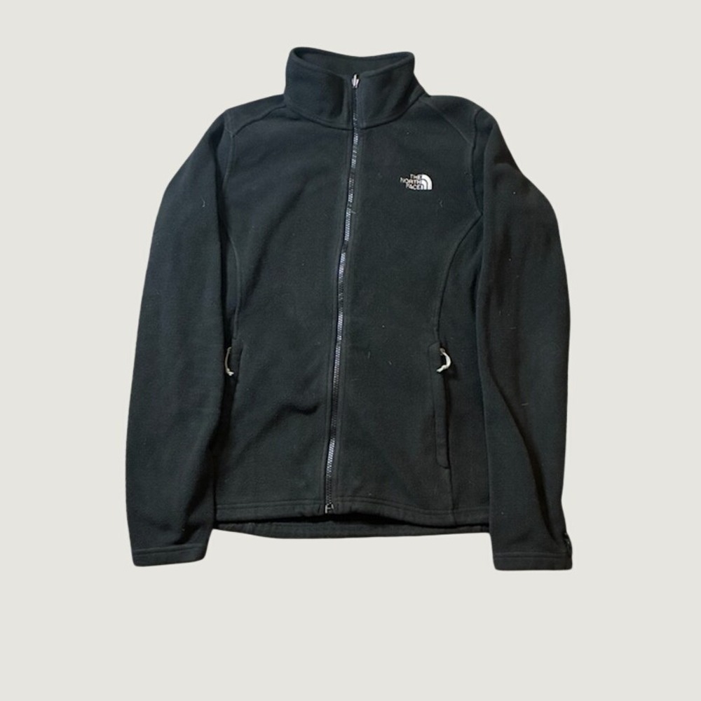 The North Face Womens TKA 100 Full Zip Fleece Jacket Black Mock Neck Medium